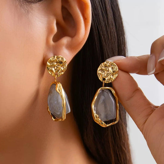 Autumn Winter Retro Maillard Irregular Geometric Earrings